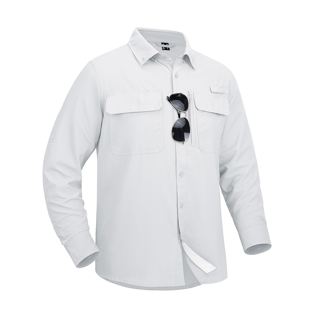 MAGCOMSEN Sun Protection Shirt Quick Dry Long Sleeve Mesh Breathable Shirt Multi Pockets Fishing Shirts Hiking Work Cargo Shirts