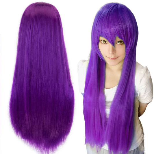 Synthetic Purple Sakura Matou Wigs Straight Violet Wig Hitagi Senjougahara Long Cosplay Hair Yatogami Tohka Costume Wig