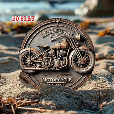 1pc Vintage Industrial Motorcycle Garage Round Aluminum Sign - Rustic Metal Wall Art for Home, Garage, Cafe, Dining Room Decor