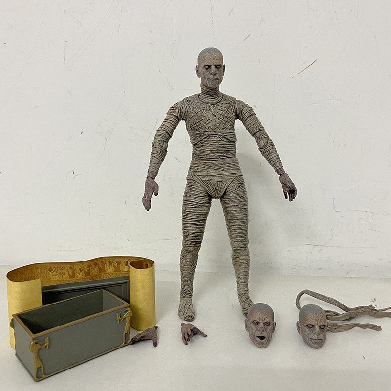 NECA Monsters Figure The Mummy Casket Coffin Pyramid Action Figure Universal Monsters Model Toy Christmas Halloween Gift Doll