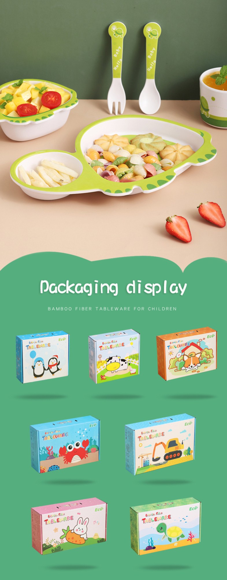 Kids Cups Set Natural Bamboo Fiber Baby Cup Toddler Water Suit Cartoon Animal Cute Creative Children Cup Daily Use Cups