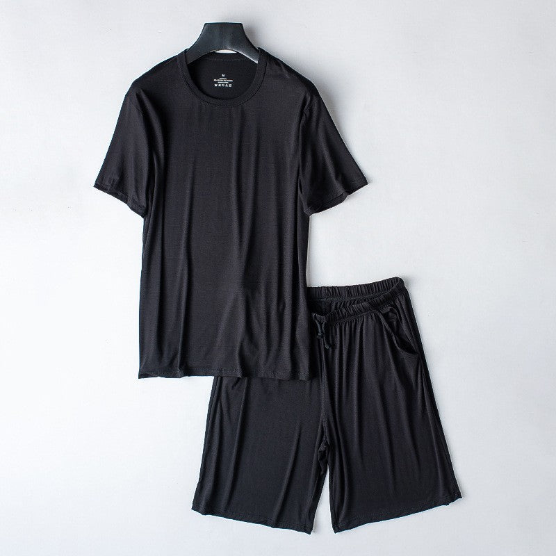 Modal Cotton Pajamas Suit Summer Men's Thin Loose Short-sleeved Shorts Nightwear Male Soft Breathable Homewear Sports Loungewear
