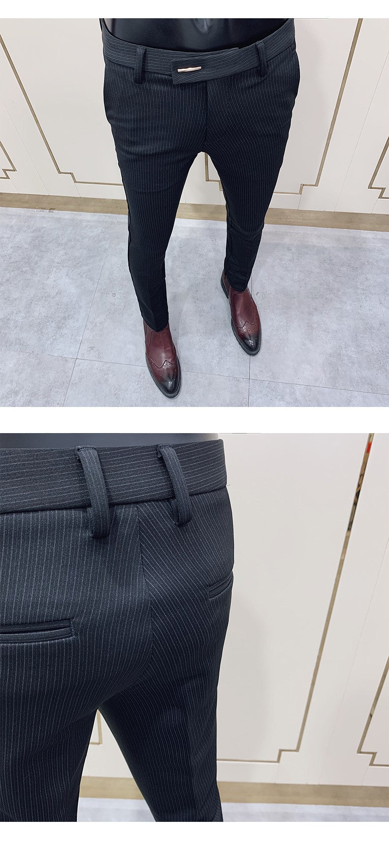 New Striped Suit Pants 2022 Men Elegant Skinny Fit Office Pant Men Trousers Pant For Man Business Slim Fit Dress Ankle Trousers