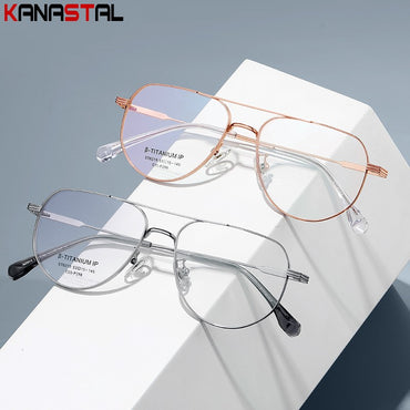 Pure Titanium Reading Glasses Women Prescription Optical Lenses Myopia Eyewear Men Blue Light Blocking Computer Eyeglasses Frame