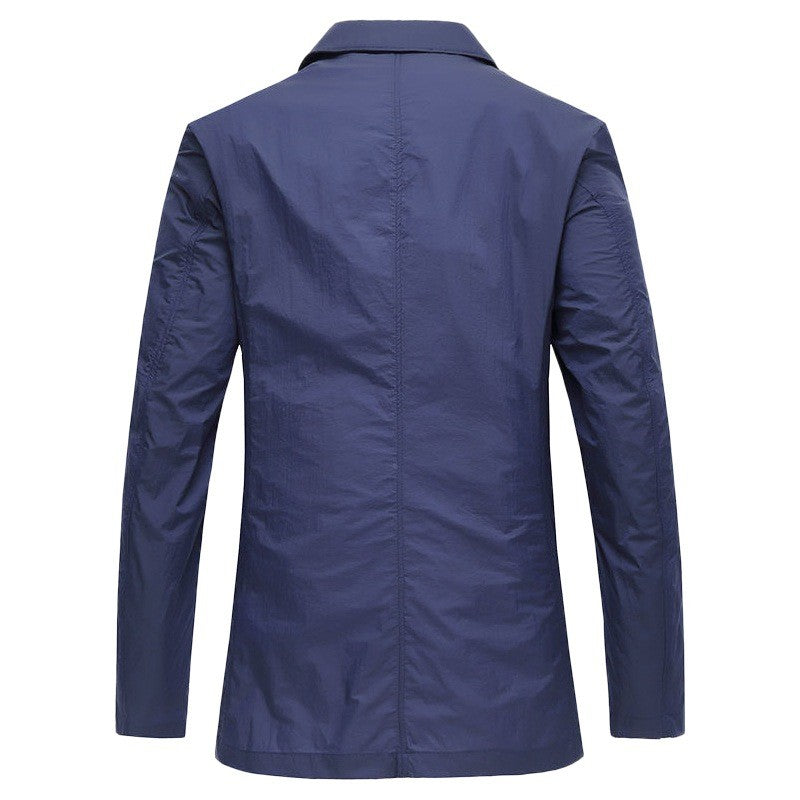 New Summer Man Thin Breathable Sunscreen Casual Blazers Jackets Solid Business Suits Coats Male Slim Elastic Blazers Jackets 4XL