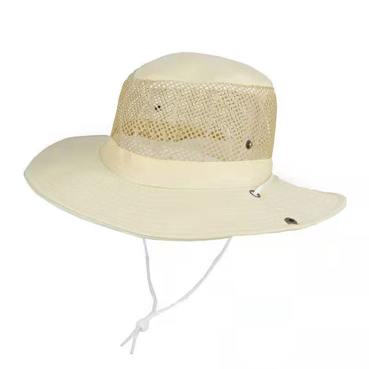 Foldable Mesh Sun Hat for Men Summer Anti-UV Protection Camping Hiking Mountaineering Cap Outdoor Wide Brim Male Fisherman Hats