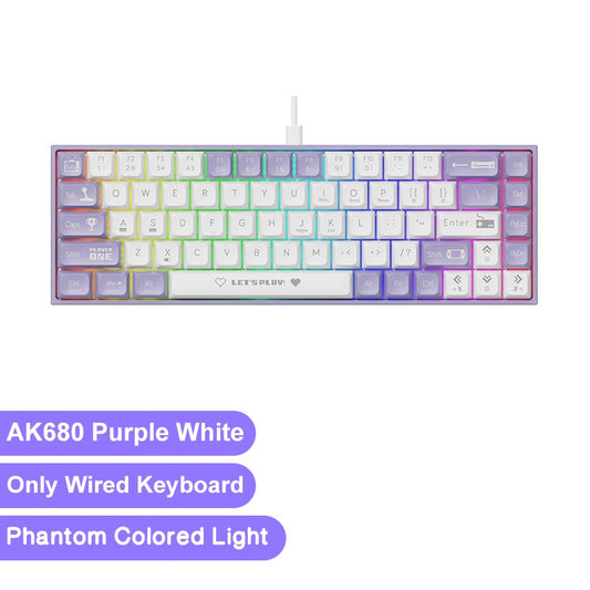 AJAZZ AK680 Teclado Mecânico para Jogos Tecla ABS 68 Teclas Teclado Bluetooth Sem Fio com Fio Troca a Quente Gasket Personalizado para Pc Laptop