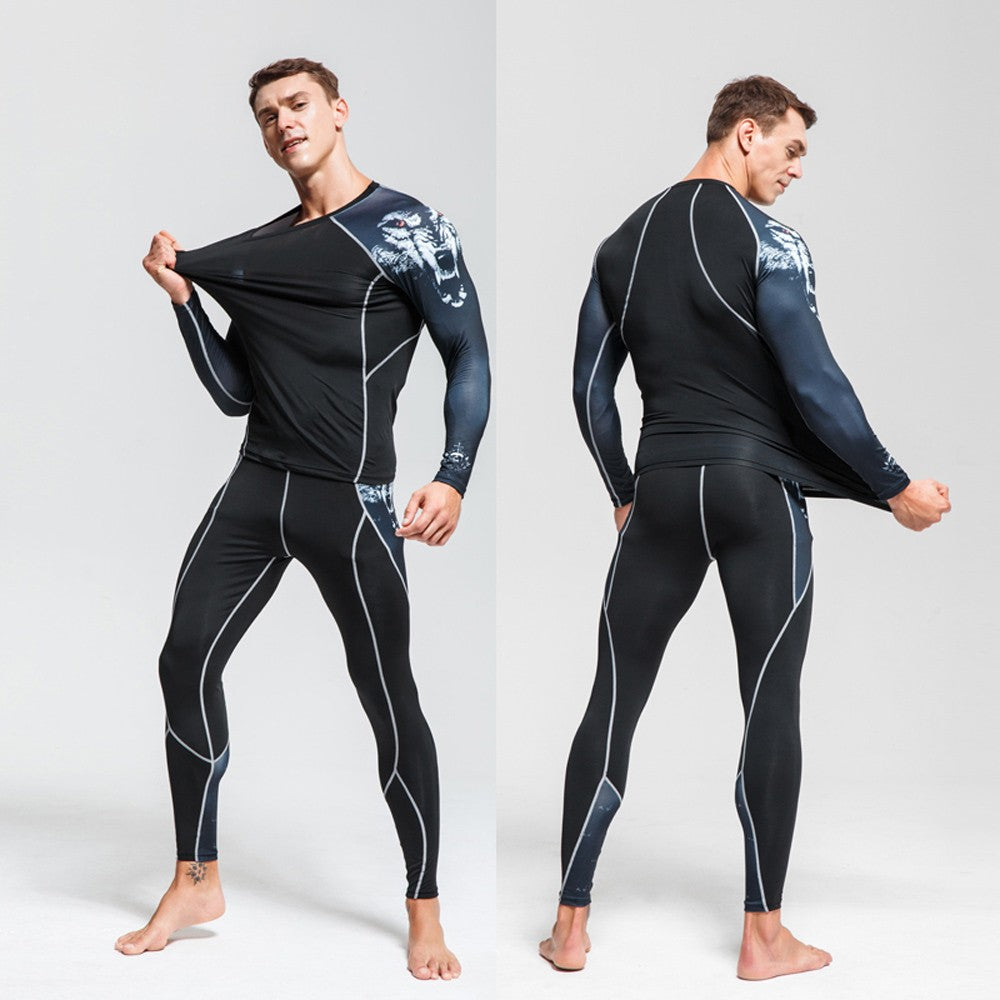 Men's Sports Suit MMA rashgard male Quick drying Sportswear Compression Clothing