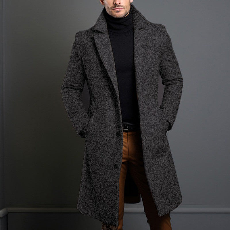 Autumn Winter Men's Trench Coats Luxury Male Mid-Long Warm Wool Jackets Casual Mens Business Comfortable Overcoat Clothing