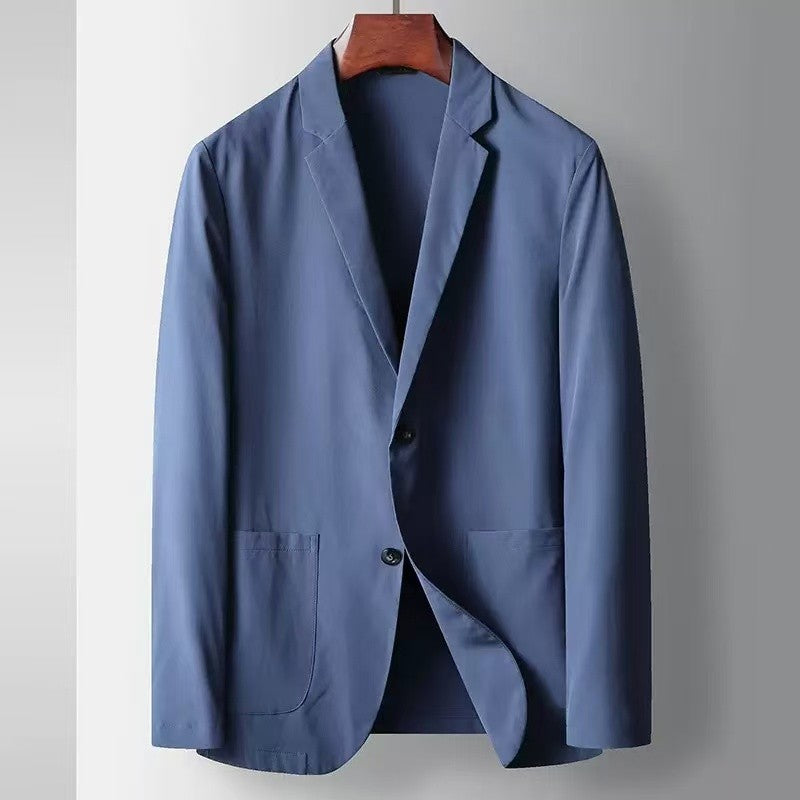 2025 Spring and Summer New Men's Casual Suit Light and Thin Elastic Middle aged Anti Wrinkle and Non Ironing Suit Coat Sunscreen