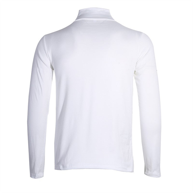 Men's Solid Color Turtleneck T-Shirt Spring Casual Long Sleeve Basic Bottoming Shirt Fashion Solid Color Slim-Fit Tops Plus Size