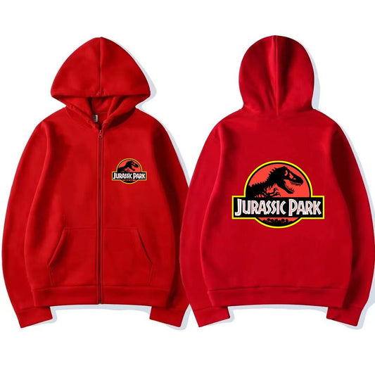 Boy Black zipper hoodie top Jurassic Park Dinosaurs printed red Sweatshirt children's outerwear casual fashion clothing Spring