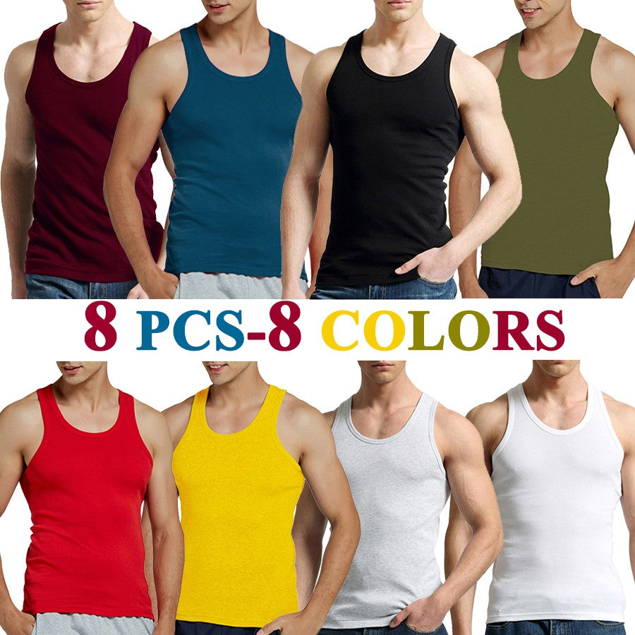 Tank Tops Men New 100% Cotton Solid Vest Mens Slim Casual Breathable Sleeveless