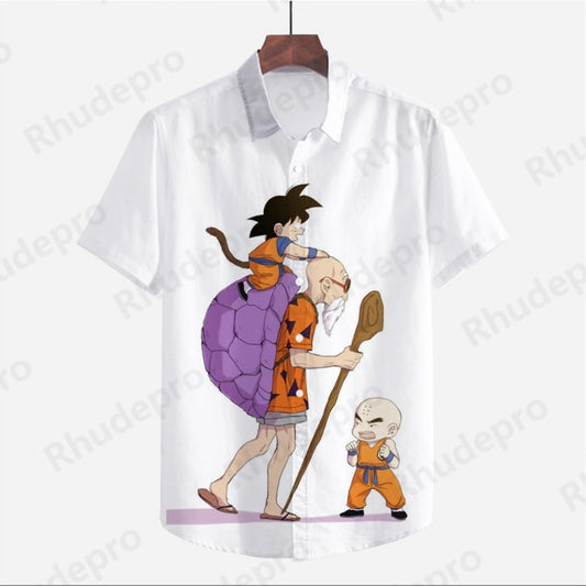 Men's Clothes Seaside Trip Dragon Ball Z Shirt Cool Beach Style Anime High Quality Streetwear Summer Goku Fashion 2024 Y2k
