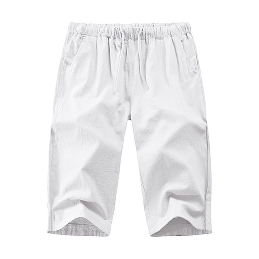 Summer Loose Solid Color Breathable Capri Shorts for Men's Sports Casual Breathable Shorts Men Clothing  Gym Shorts