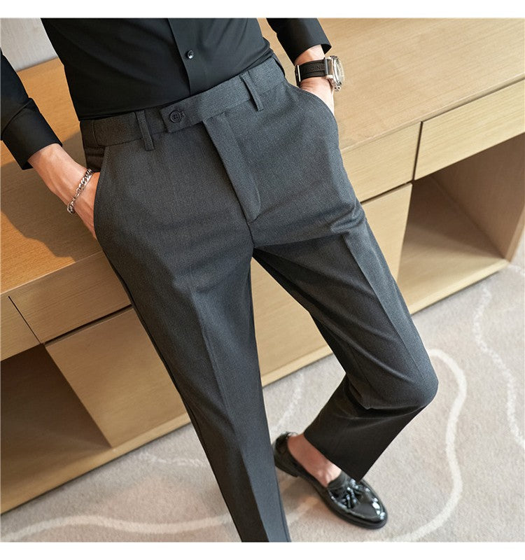 Men Suit Pant Autumn Elastic Waist Solid Slim Fit Dress Pants Business Casual Office Social Trouser Plus Size 40 38 Men Clothing