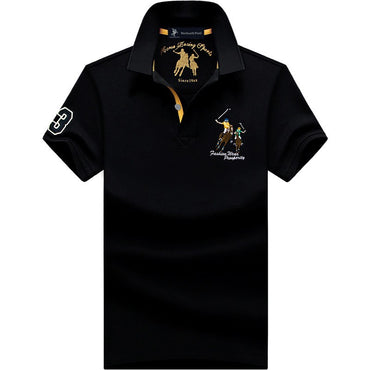 Summer Polo Shirt Men Cotton Casual Embroidery Polo T Shirt Solid Short Sleeve Lapel Button Shirt Business Fashion Designer Male