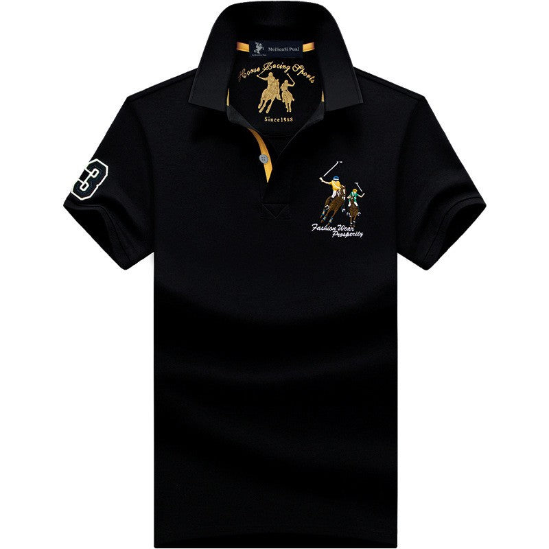 Summer Polo Shirt Men Cotton Casual Embroidery Polo T Shirt Solid Short Sleeve Lapel Button Shirt Business Fashion Designer Male