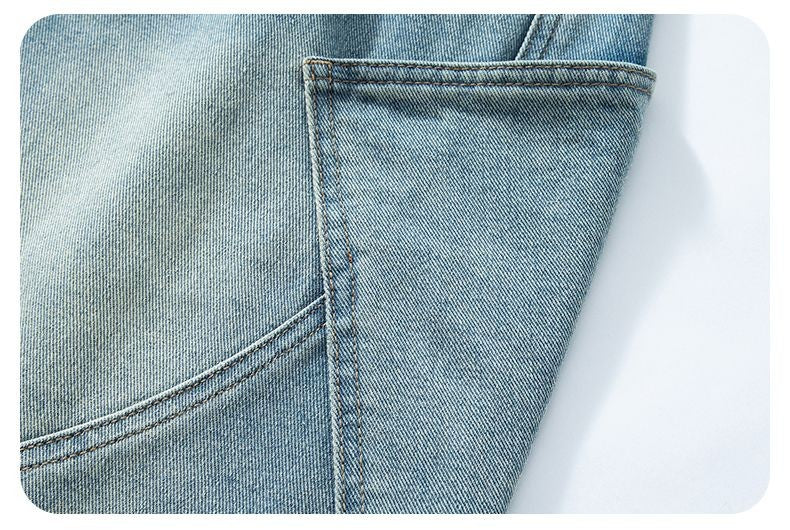 Summer New Baggy Denim Shorts Fashion Casual Straight Harajuku Jeans Male Vintage Wash Drawstring Short Pants Streetwear