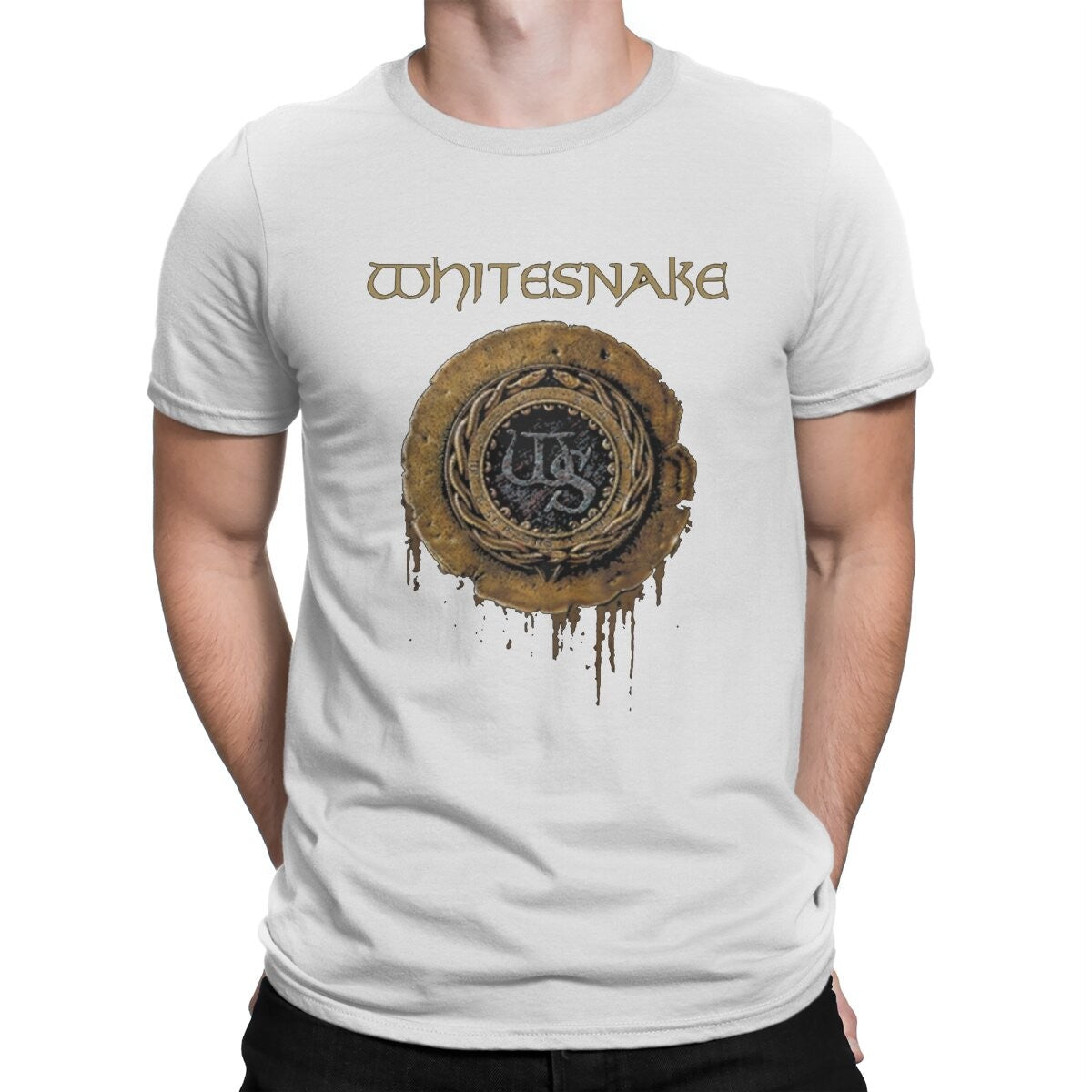 Whitesnake Creative TShirt for Men The Old Logo Round Neck Basic T Shirt Distinctive Birthday Gifts OutdoorWear