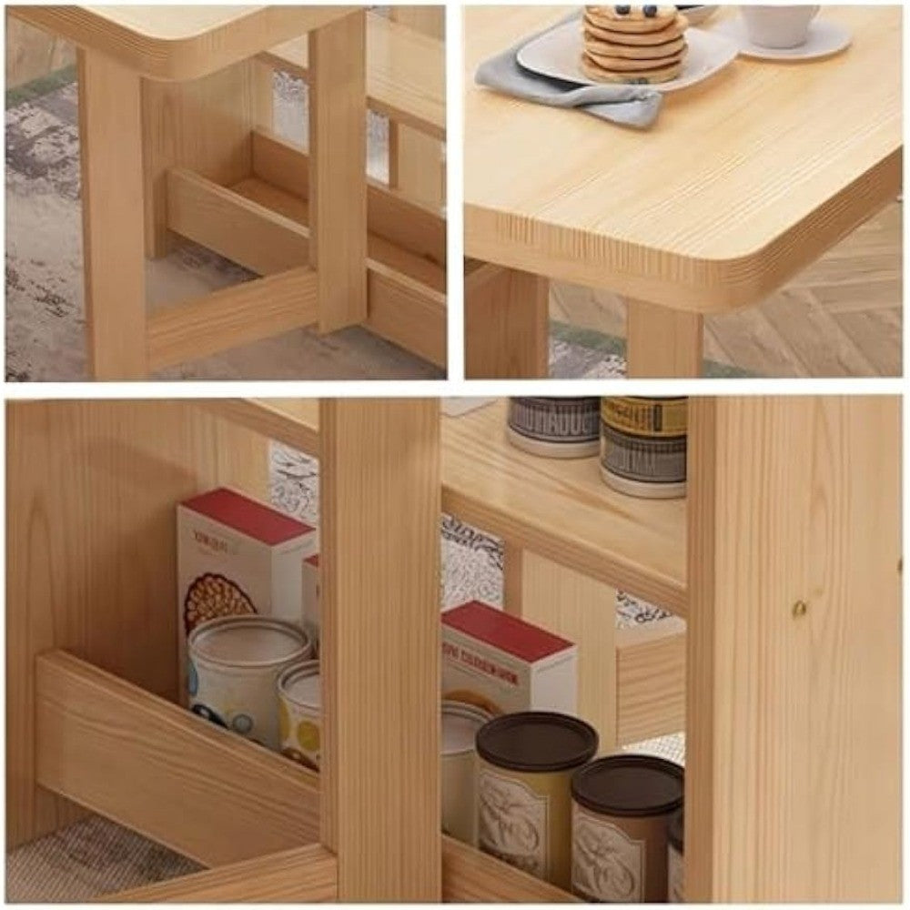 Folding Extendable Dining Table, Drop Leaf Tables for Small Spaces, Foldable Dining Table with Storage, Drop Leaf Wood Kitchen D