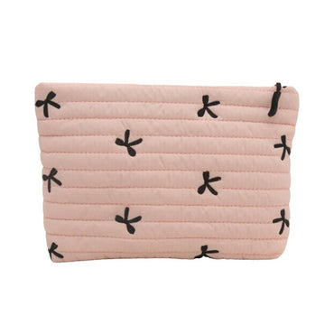 Ins Bow Embroidered Cosmetic Bag Portable Women's Bag Fashion Oxford Cloth Butterfly Print Cosmetic Bag Travel Wash Storage Bag