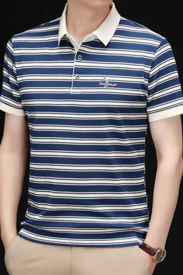 Original Quality Men's Polo Shirt Stripe Cartoon Embroid Short Sleeve Summer Exquisite Lapel T-Shirt Business Trend Menswear Top