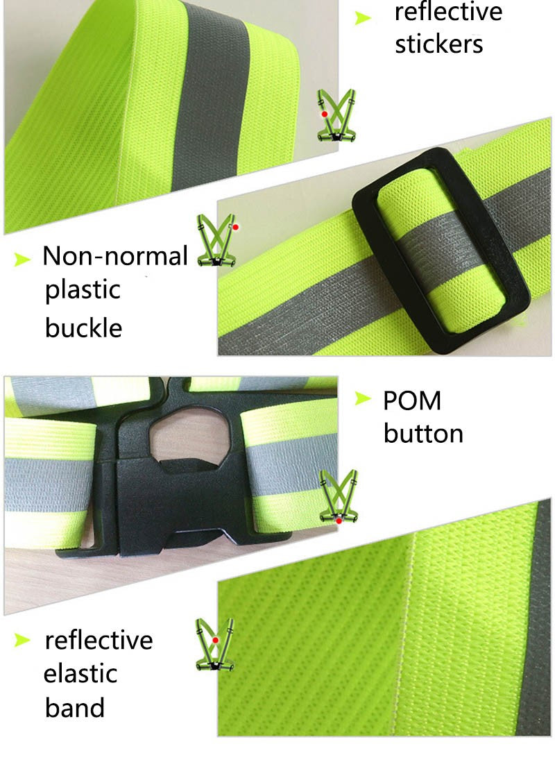 1pc Highlight Reflective Straps Night Work Security Running Cycling Reflective Vest High Visibility Reflective Safety Jacket