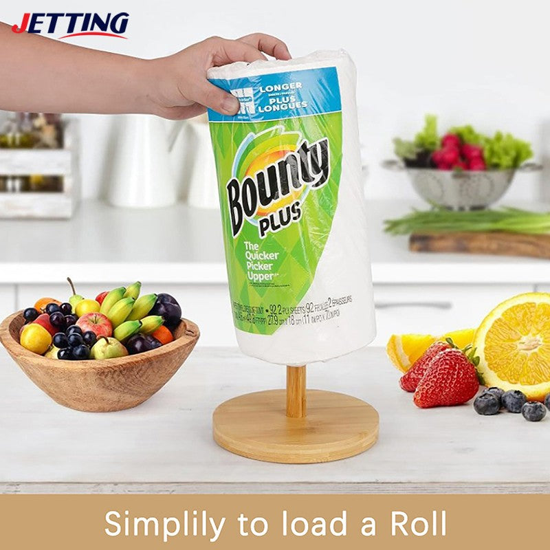 Kitchen Wooden Roll Paper Towel Holder Bathroom Tissue Vertical Stand Disposable Paper Pot Kitchen Toilet Storage Accessories