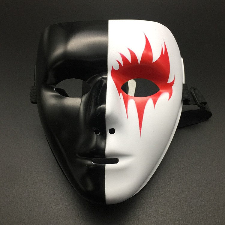 Masquerade Halloween Full Face Mask Hand Painted White Death Clown Black Gold Adult Street Dance Eye Mask Prop