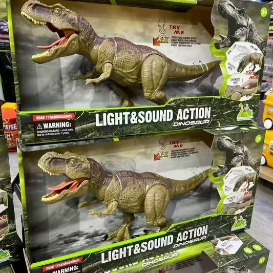 New Jurassic Period Realistic Dinosaur Model Electric Walking Sound Effect Light Up Roaring Tyrannosaurus Boys Dinosaur Gifts