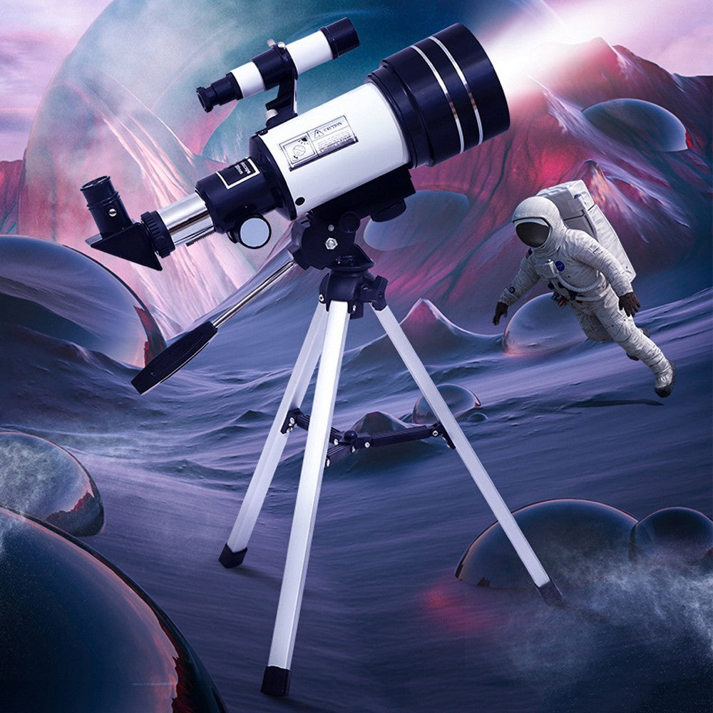 Telescópio Astronômico 150X, Refrator de Abertura de 70mm, Telescópio Portátil de Viagem com Adaptador de Celular e Controle Remoto Sem Fio