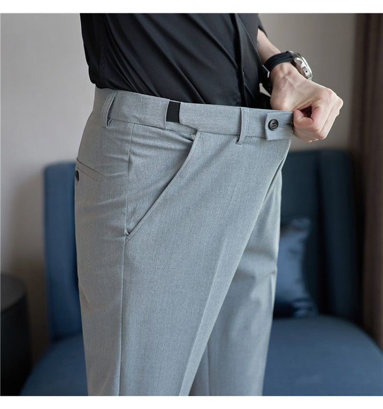 Men Suit Pant Autumn Elastic Waist Solid Slim Fit Dress Pants Business Casual Office Social Trouser Plus Size 40 38 Men Clothing