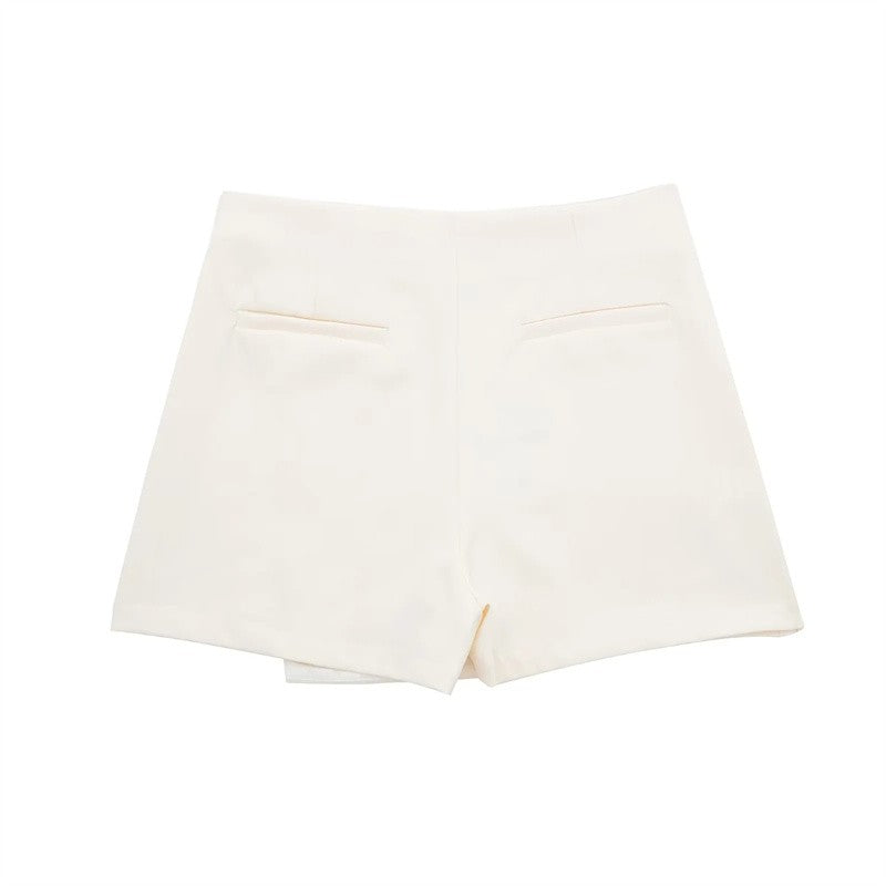 MUJER 2025 Asymmetric Skort For Women Black High Waist Mini Skirt Shorts Women C