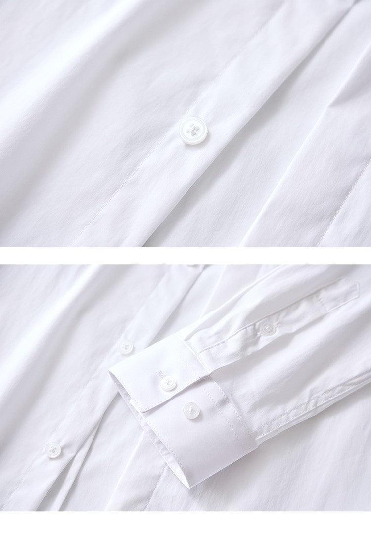 Black Mens Embroidered Long Sleeve Shirt, Black Single Breasted Lapel Casual Shirts, Asian Size M-6XL