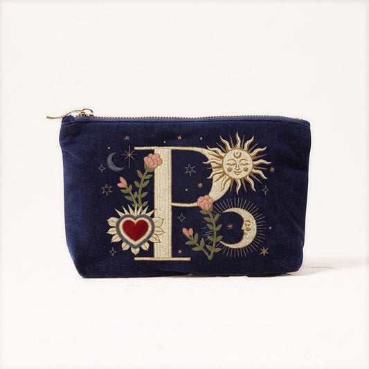 Velvet Handbag Vintage Printed Letter Pattern Makeup Bag