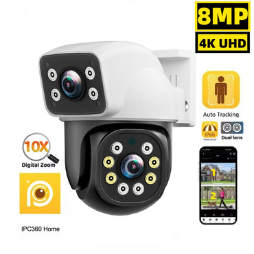 IPC360 Home 6K UHD Outdoor WiFi IP Camera 12MP Triple Lens with AI Human Detection 4K Auto Tracking for CCTV Security Monitoring