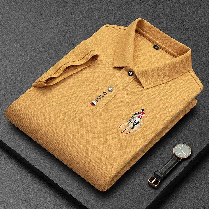 Summer New Embroidered Cotton Short Sleeved Polo Shirt for Men's Fashion, Casual, Comfortable, and Breathable T-shirt Top