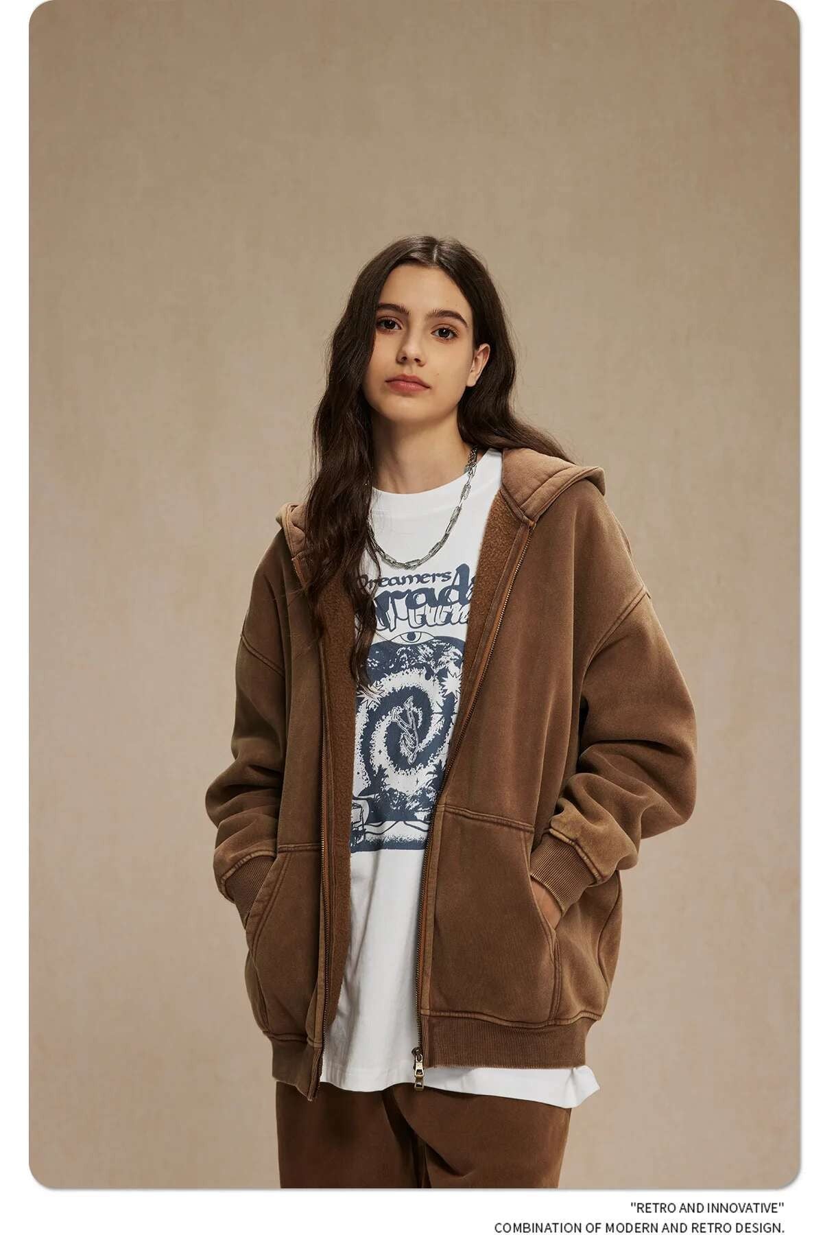 IEFB Men's Wear Wax Printing Vintage Male Hoodies Oversized Loose Zipper Water Washed Plush Sweatshirt Trendy New 9C9349