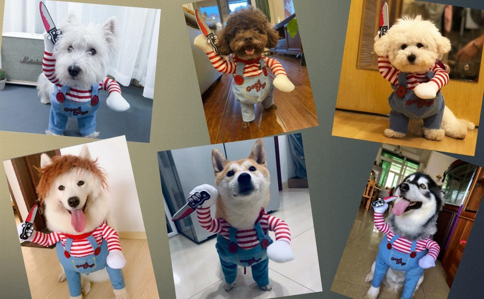 Fantasia para Cães Pet Deadly Dog, Fantasia Fofa de Cosplay para Cães Halloween Natal Roupa Divertida para Cães Fantasia de Festa para Cães Pequenos Médios Grandes