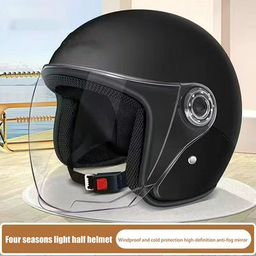 Unisex Comfortable & Ventilated Electric Riding Lens Helmet for Four Seasons, Adjustable Safety Motorcycle Helmet - 1 Piece