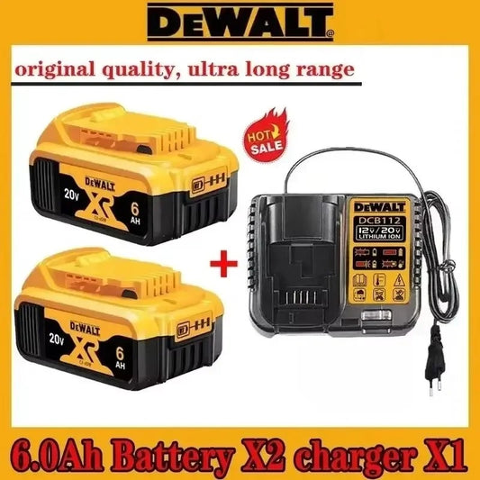 Bateria Original DeWALT 20V 5.0Ah 6.0Ah MAX FlexVolt para Ferramenta Elétrica DCB606 DCB205 DCB206 DCB209 DCB182 com Carregador