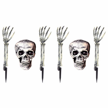 3-6pcs Bone Skeletons Yard Ground Stakes Simulated Ghost Skull Hand Props Halloween Garden Outdoor Insert Party Decoration
