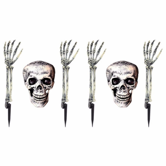 3-6pcs Bone Skeletons Yard Ground Stakes Simulated Ghost Skull Hand Props Halloween Garden Outdoor Insert Party Decoration