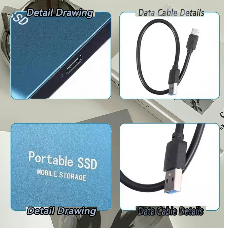 SSD Portátil de Alta Velocidade 16TB Unidade de Estado Sólido Externa 1TB 2TB Disco Rígido Potente 4TB SSD Ultrafino para PC/Laptop/Mac/Telefone