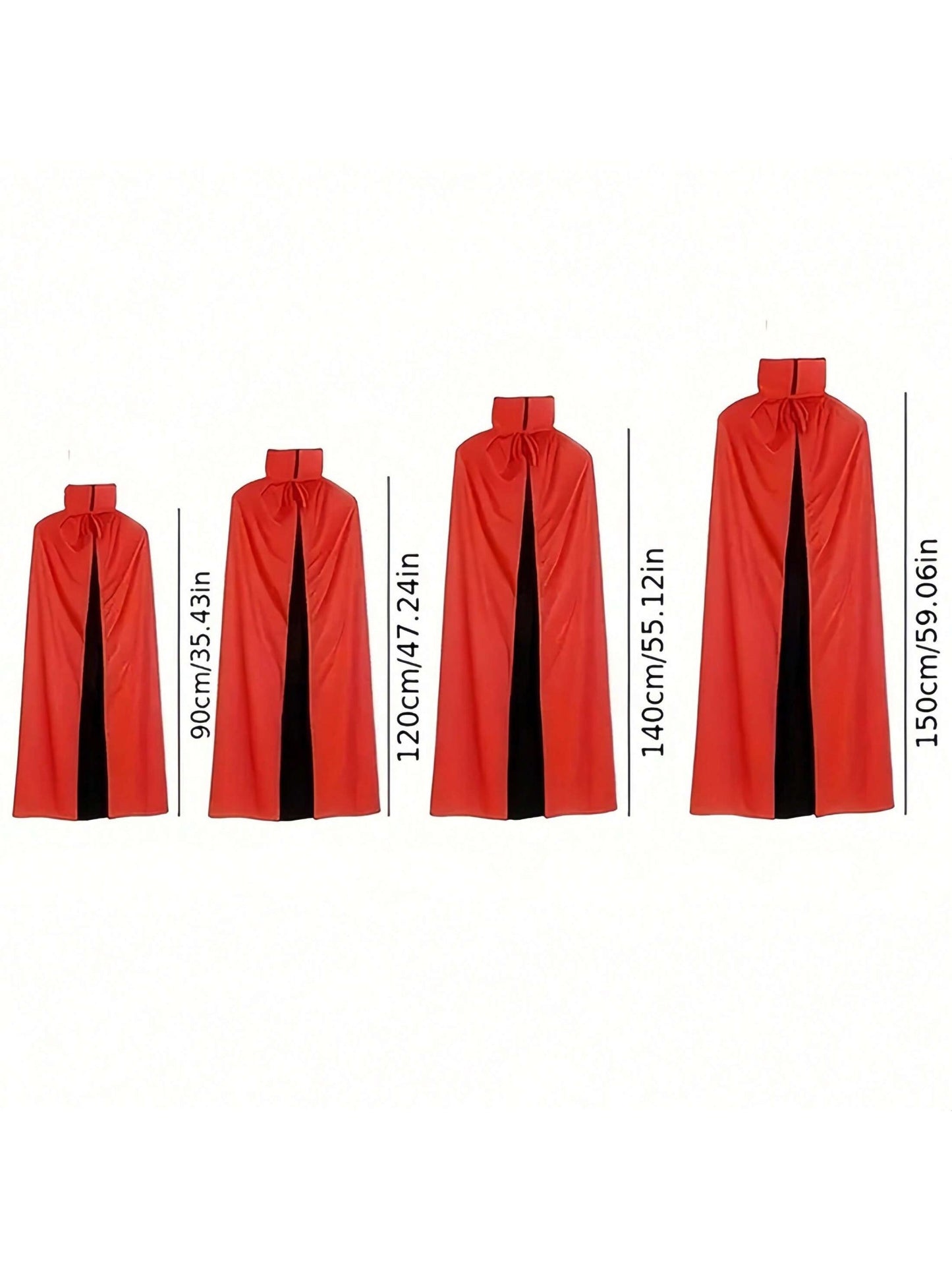 90Cm/120Cm/140Cm/150Cm Halloween Costumes for Men and Women, Role-Playing Apparel, Adult Stand-Collar Cape, Black and Red Reversible Long Robe, Unisex Adult Style, Reversible Stand-Collar Long Robe Cape