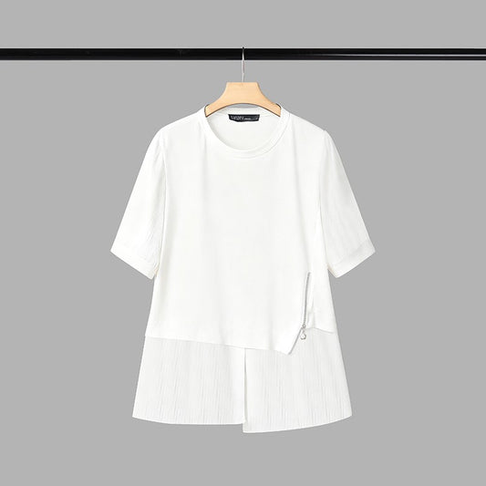 ZANZEA Women Summer Patchwork Blouse 2025 Casual O Neck Short Sleeve Tops Blusas Fashion Elegant Work Shirt Mujer Female Chemise