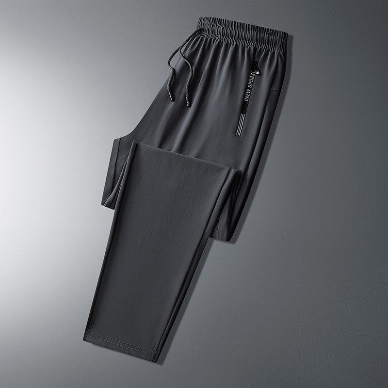 Ice Silk New Pants for Men's Summer Thin Style Sports Quick Dried Straight Leg Draping Wide Leg Pants Casual Long Pants for Men
