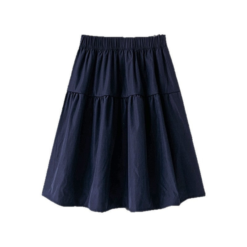 Tibetan Blue Short Skirt Women Summer Thin New Small A-Line Half-length Sports Skirt High Waist Polyester Fiber A-Line Skirt