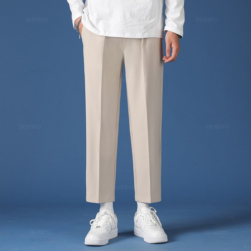 Spring Summer New Smooth Pendulous Suit Pants Men Business Long Trousers Korean Formal Ankle Length Pant Male Plus Size 40